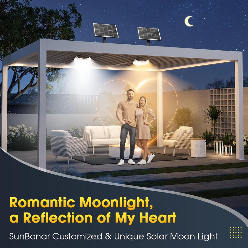SunBonar Solar Moon Lights Indoor/Outdoor-Motion Sensor, Solar Shed Light with On/Off Switch & Remote, Daytime & Night Dimmable 3200K/4000K/6000K, Brighter Ceiling Lights for Barn Patio Carport Gazebo - Image 2